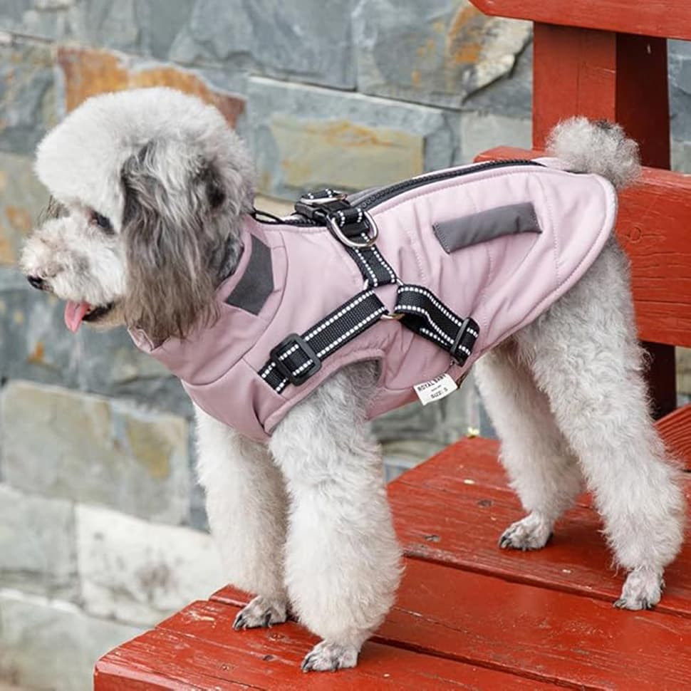 Warm Soft Winter Dog Vest Jacket with Stand Collar, Wind and Waterproof, Multiple Colors for Small Medium Large Dogs, XXL, Pink