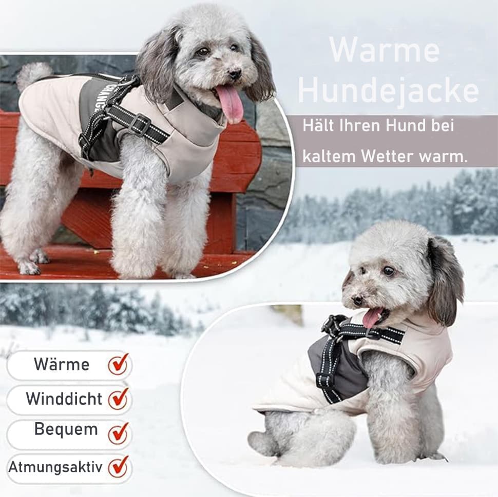 1x Warm Soft Winter Dog Vest with Stand Collar, Wind and Waterproof, Multiple Colors, S M L XL, Beige