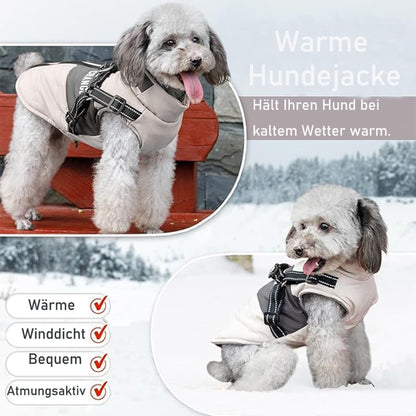 2PCS Warm Soft Winter Dog Vest with Stand Collar, Wind and Waterproof, Multiple Colors, S M L, XL, Beige