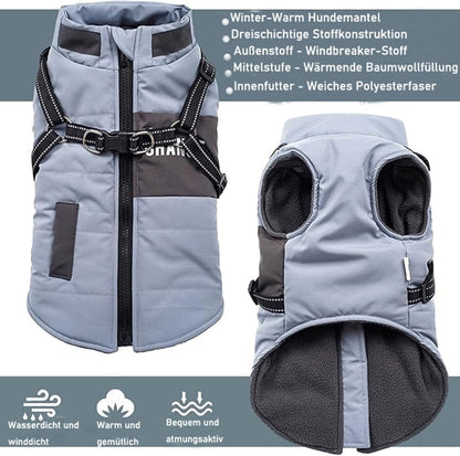 Warm Soft Winter Dog Vest with Stand Collar, Wind and Waterproof, Blue, S M L XL