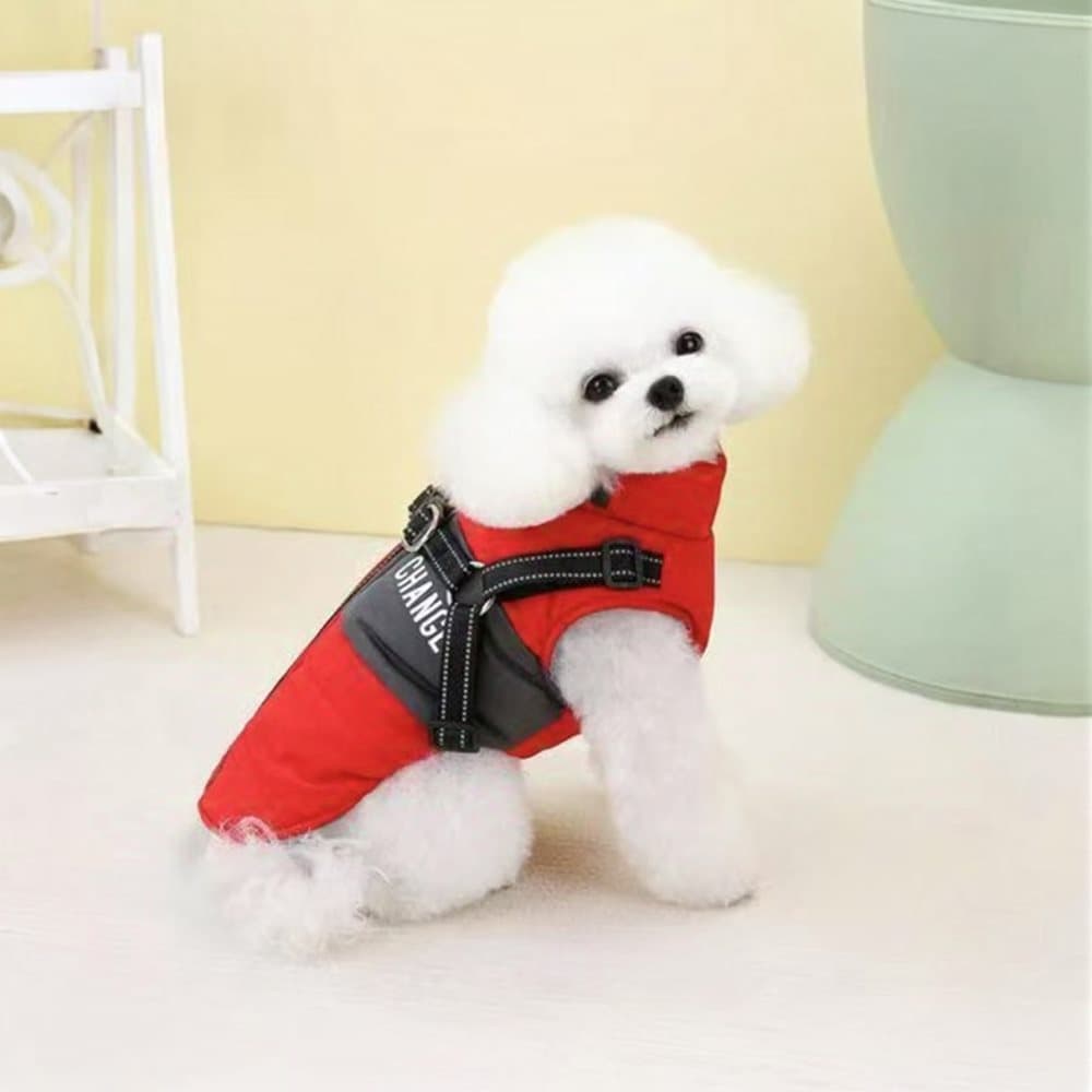 1 Warm Soft Winter Dog Vest with Stand Collar, Wind and Waterproof, Multiple Colors, S M L XL, Red