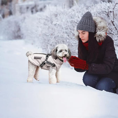1 Warm Soft Winter Dog Vest with Stand Collar, Wind and Waterproof, Multiple Colors, S M L XL, Beige