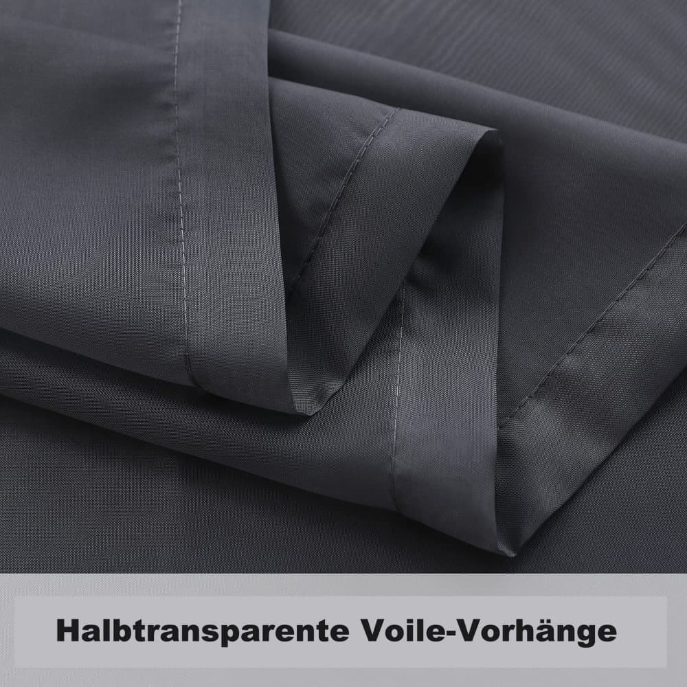 1 Pair Water Resistant Sheer Eyelet Curtains for Outdoor, 132x241 cm, Black