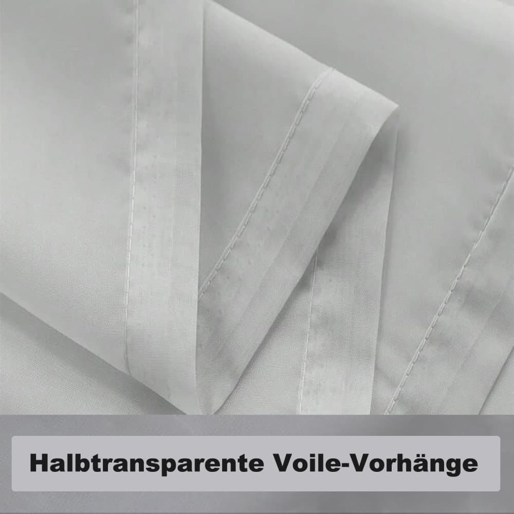 1 Pair Water Resistant Sheer Eyelet Curtains for Outdoor, 140x250cm, Gray