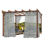 1 Pair Water Resistant Sheer Eyelet Curtains for Outdoor, 132 cm x 213 cm, Gray
