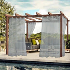 1 Pair Water Resistant Sheer Eyelet Curtains for Outdoor, 132 cm x 213 cm, Gray