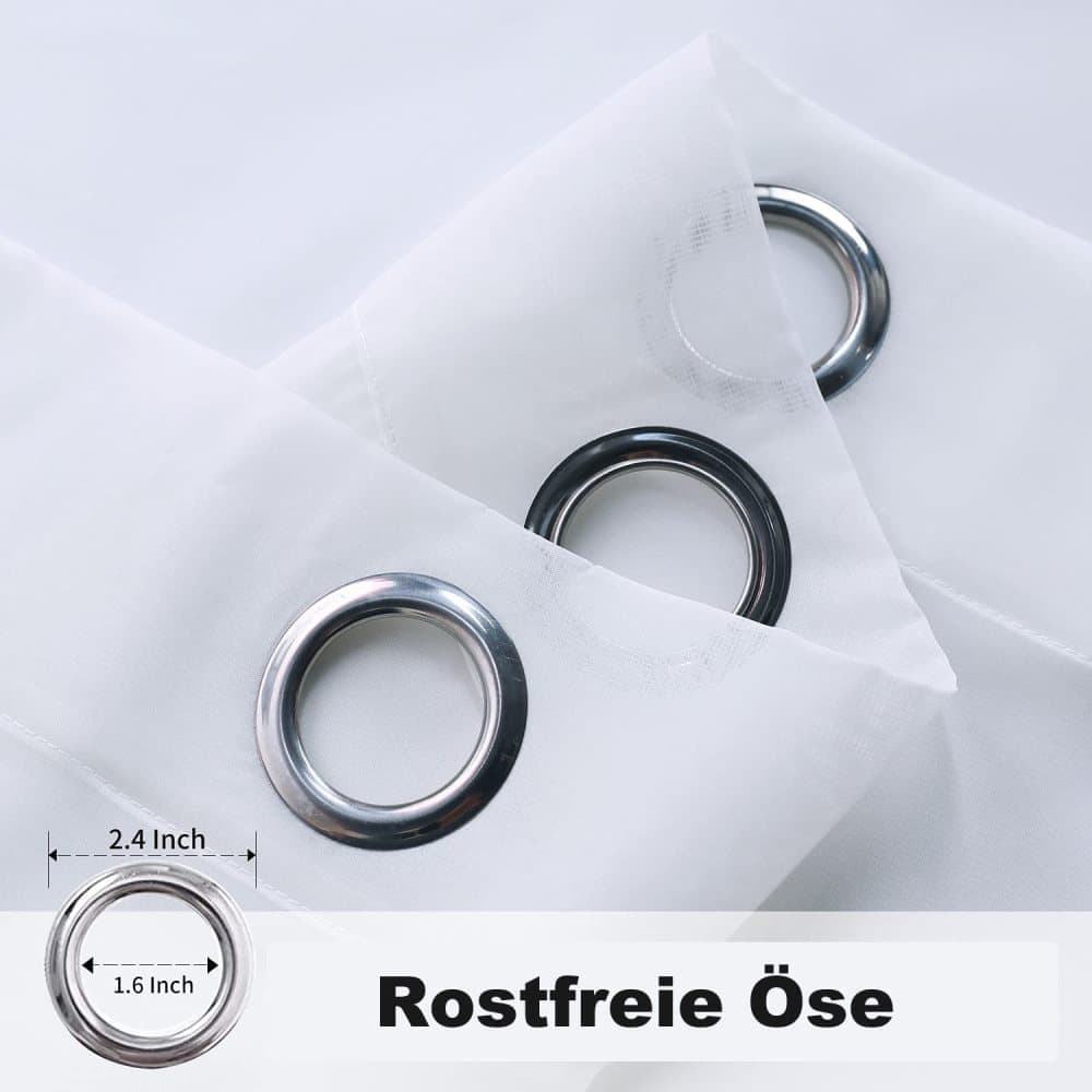 1 Pair White Water Resistant Sheer Eyelet Curtains for Outdoor, 132 cm x 213 cm