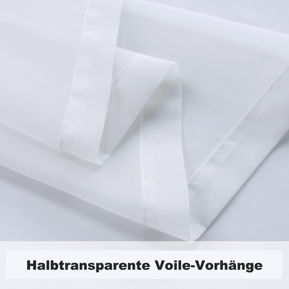1 Pair White Water Resistant Sheer Eyelet Curtains for Outdoor, 132 cm x 213 cm