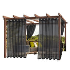 Black Water Resistant Sheer Eyelet Curtains for Outdoor, 132 cm x 274 cm