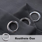 Black Water Resistant Sheer Eyelet Curtains for Outdoor, 132 cm x 274 cm