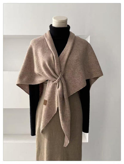 Women's Faux Cashmere Shawl Scarf Warm Extra-Long Triangular Wrap, 180 x 70 cm, Light Brown