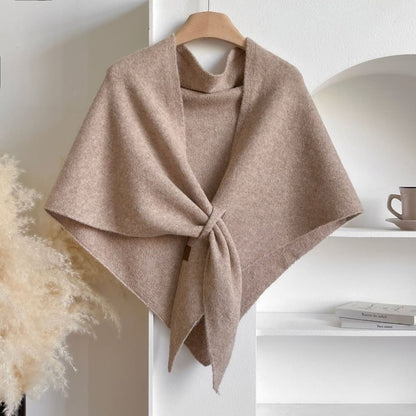 Women's Faux Cashmere Shawl Scarf Warm Extra-Long Triangular Wrap, 180 x 70 cm, Light Brown