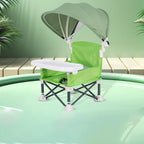 Foldable Highchair for Children with Sunshade and Removable Food Tray, Portable, Green
