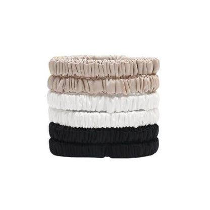 6-Pack Mulberry Silk Scrunchies Hair Bands No Damage High Elasticity, 16 Momme