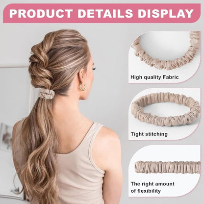 6-Pack Mulberry Silk Scrunchies Hair Bands No Damage High Elasticity, 16 Momme