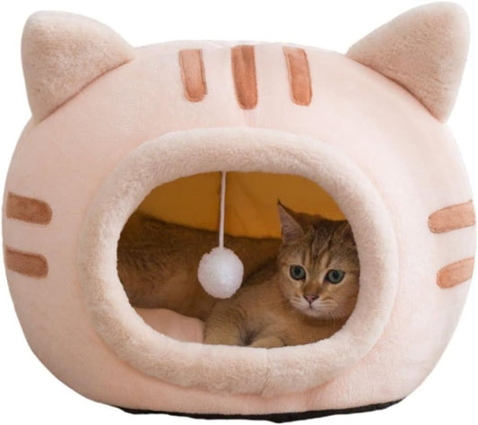 Fluffy Dog Bed Cat Bed Winter Pet House Anti-Slip, Large, Pink