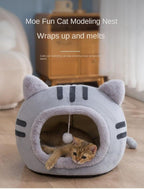 Fluffy Dog Bed Cat Bed Winter Pet House Anti-Slip, Large, Gray
