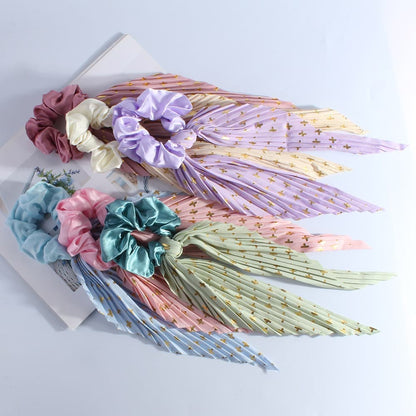 Colorful Satin Hair Ties with Bow 6-Pack, Scrunchies Hair Bands for Women, Compatible with Weddings Parties Work School Yoga