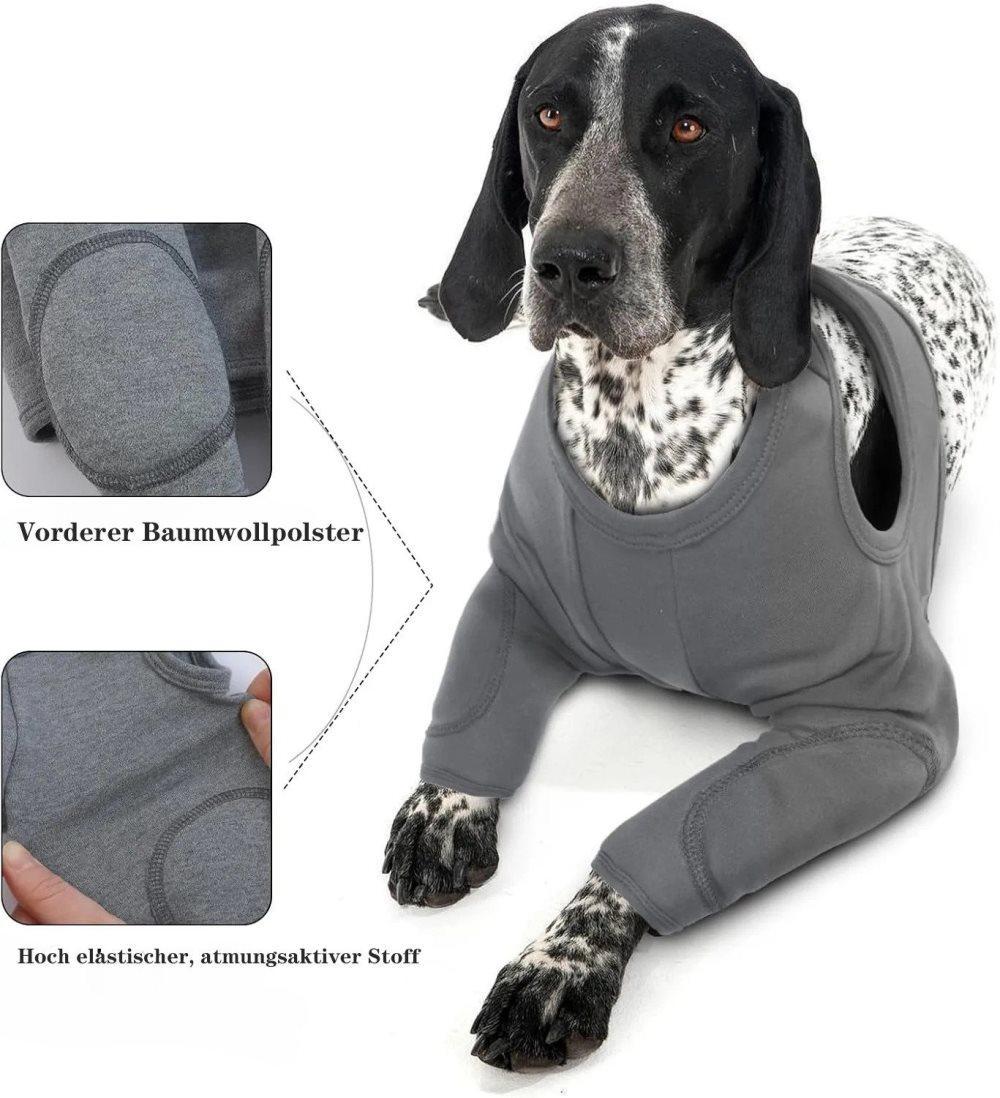 3XL Dog Elbow Protection, Dark Gray, Breathable Elastic Post-Surgery Foreleg Cover to Prevent Licking and Biting