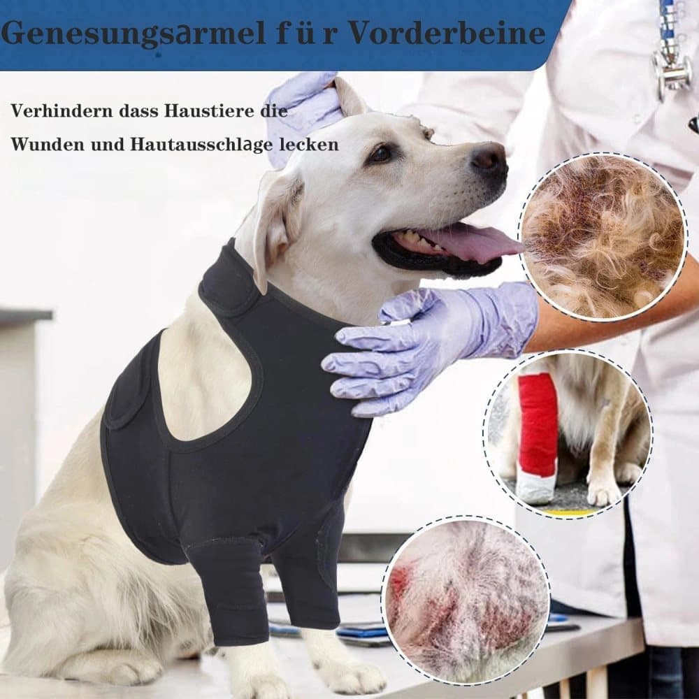 3XL Dog Elbow Protection, Dark Gray, Breathable Elastic Post-Surgery Foreleg Cover to Prevent Licking and Biting
