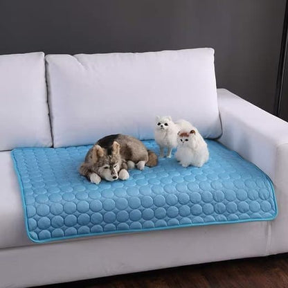 1 Cooling Mat for Dogs and Cats, Breathable Pet Cooling Pad in Blue, 62×50cm
