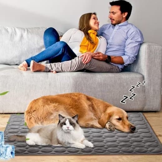 Cooling Mat for Dogs and Cats, Breathable Pet Cooling Pad in Dark Gray, 62×50cm