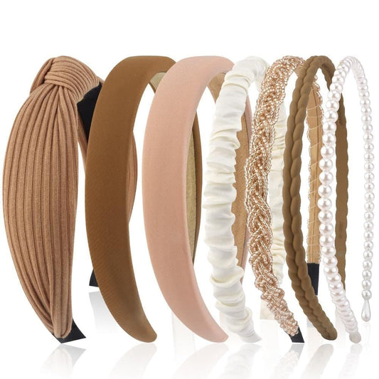 7-Pack Women's Hair Accessories, Elegant Pearl Headbands & Scrunchies