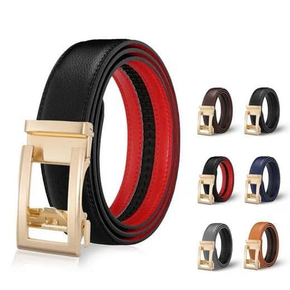 Unisex Leather Belt with Adjustable Buckle, 115/125 cm, Multicolored