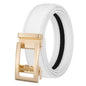Unisex Leather Belt with Adjustable Buckle, 115/125 cm, White