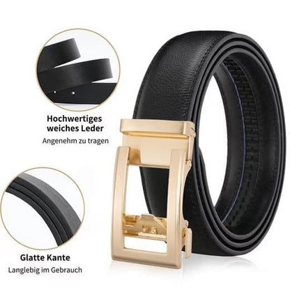 Black Unisex Leather Belt with Adjustable Buckle, 115/125 cm