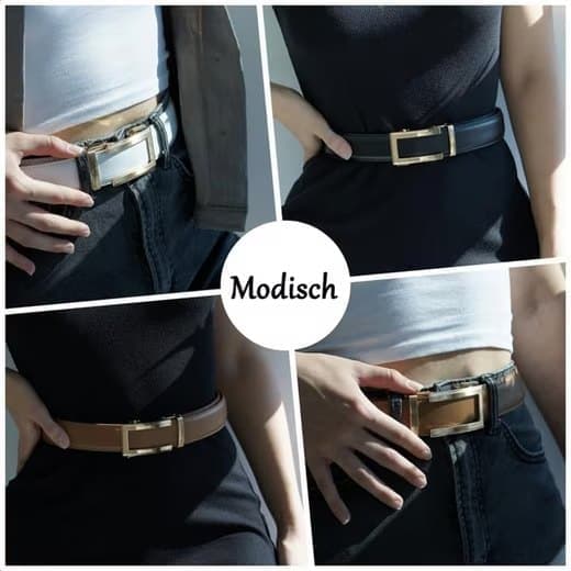 Black Unisex Leather Belt with Adjustable Buckle, 115/125 cm