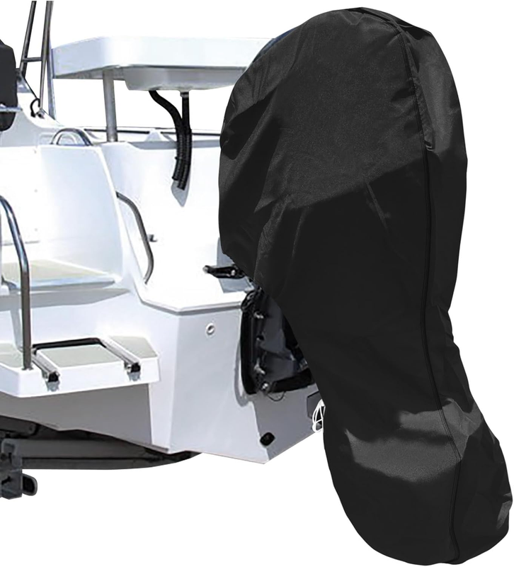 600D Oxford Cloth Outboard Motor Cover, Waterproof UV Resistant Boat Engine Protective Cover for Yacht Fishing Boat（60-100HP）