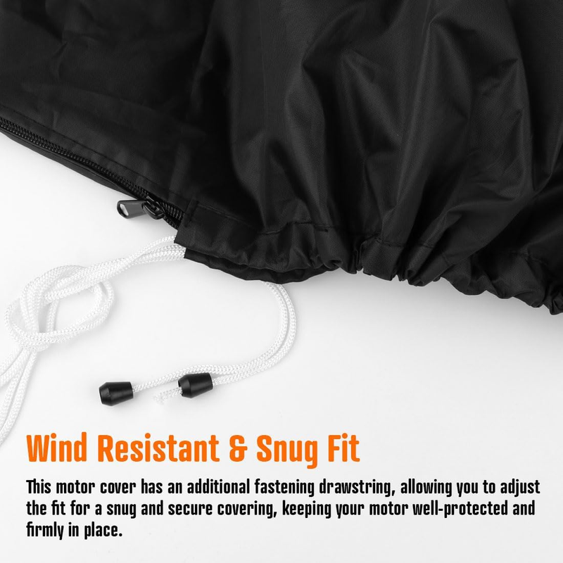 600D Oxford Cloth Outboard Motor Cover, Waterproof UV Resistant Boat Engine Protective Cover for Yacht Fishing Boat（60-100HP）
