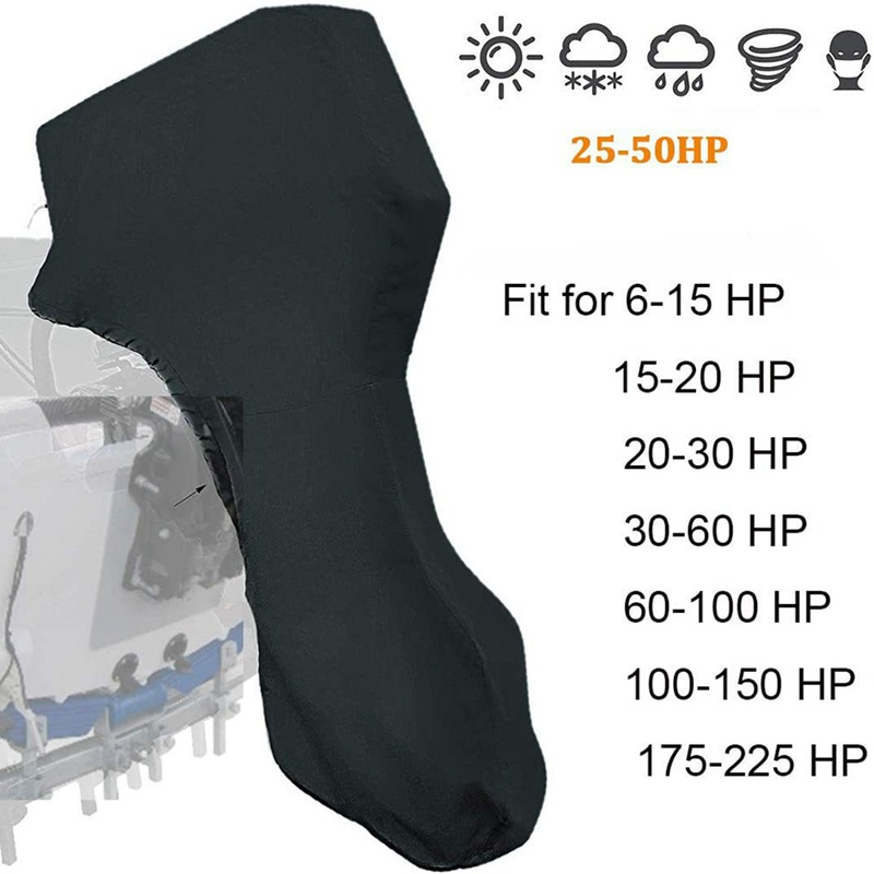 600D Oxford Cloth Outboard Motor Cover, Waterproof UV Resistant Boat Engine Protective Cover for Yacht Fishing Boat（60-100HP）