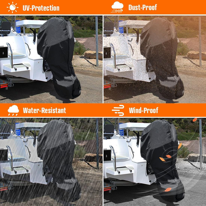 600D Oxford Cloth Outboard Motor Cover, Waterproof UV Resistant Boat Engine Protective Cover for Yacht Fishing Boat（60-100HP）