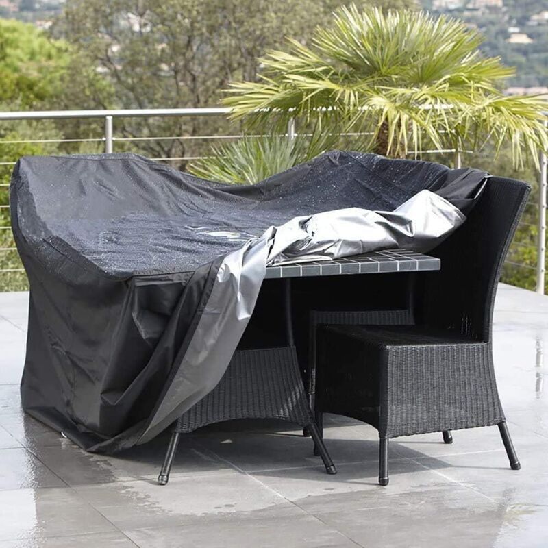 Rectangular Table Cover for Garden Furniture, UV Protection, Black, 150 x 130 x 90 cm