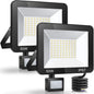 2 Pack LED Floodlight with Motion Sensor, 50W 5000LM 7000K Cool White, IP67 Waterproof