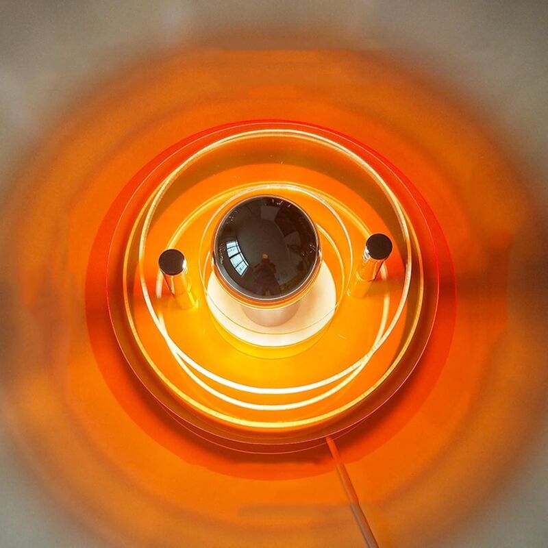 Wall Lamp, UFO Space Age Bauhaus Style, Orange, D24 x E17 cm