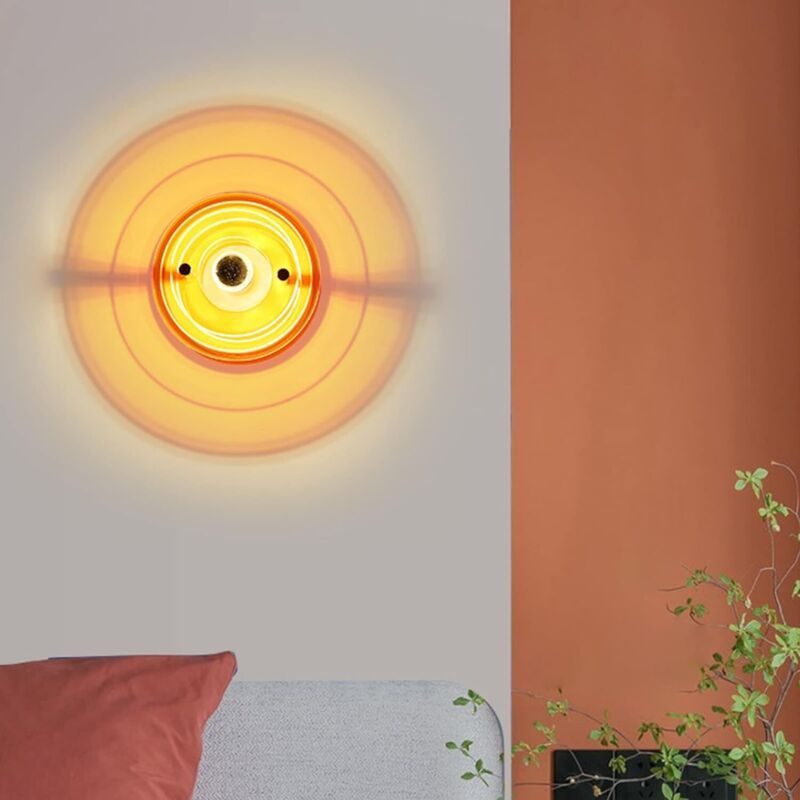 Wall Lamp, UFO Space Age Bauhaus Style, Orange, D24 x E17 cm