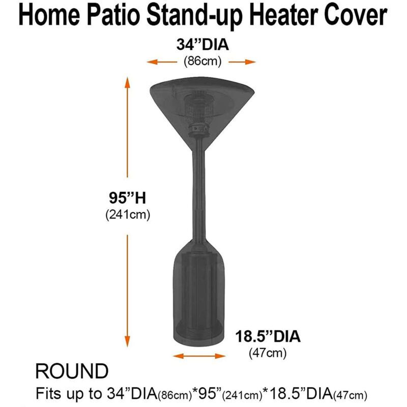 Gas Patio Heater Cover, Water Resistant Parasol Heater Cover, Black, 241 x 86 x 47 cm