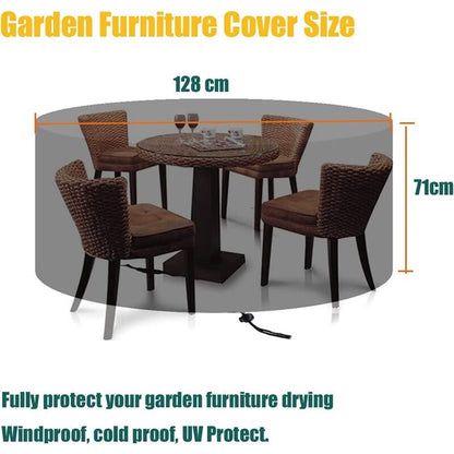 Round Garden Furniture Cover, Heavy Duty 210D Oxford Protective Cover, 128 x 71 cm