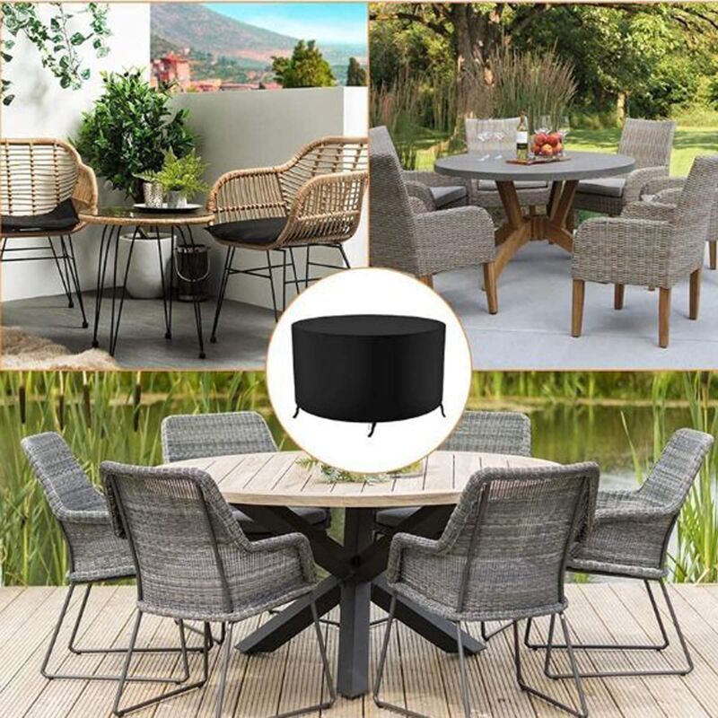 Round Garden Furniture Cover, Heavy Duty 210D Oxford Protective Cover, 128 x 71 cm