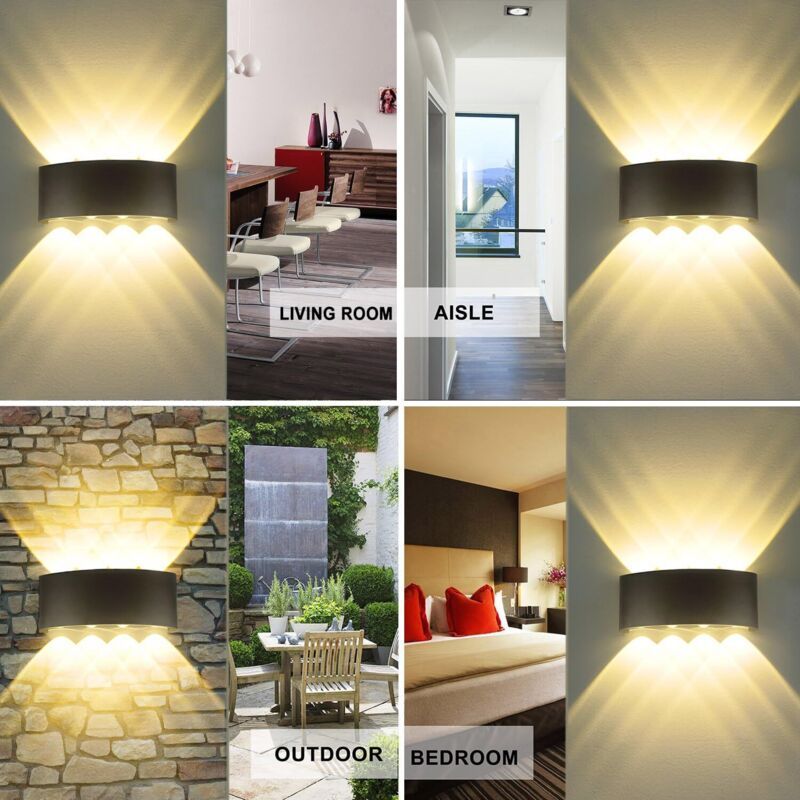 Wall Lamp, LED 8W IP65 Waterproof Aluminum Up Down Light, Warm White