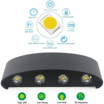 Wall Lamp, LED 8W IP65 Waterproof Aluminum Up Down Light, Warm White