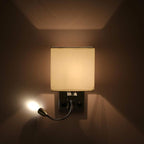 Bedside Wall Lamp with Flexible USB LED Reading Light, E27 Swing Arm Holder, 1 USB Port