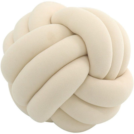 Round Knotted Cushion, Milk White, 20 cm