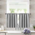 2 Pack Blackout Kitchen Curtains Grey, 106 x 91 cm