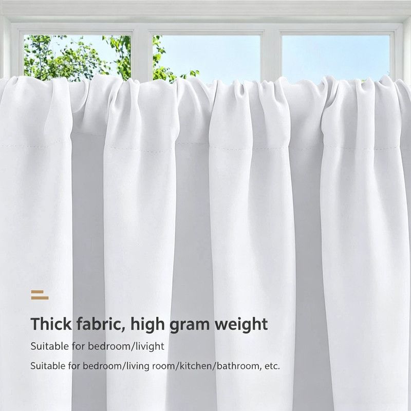 2 Pack Blackout Kitchen Curtains Green, 76 x 92 cm