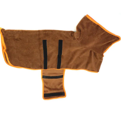 Dog Bathrobe Microfiber Absorbent Drying Coat, Brown, M