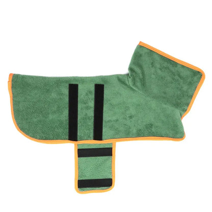 Dog Bathrobe Microfiber Absorbent Drying Coat, Green, L